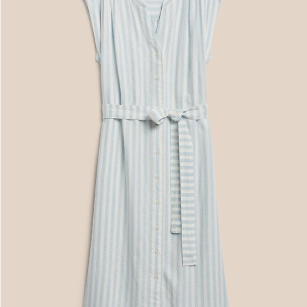 Banana Republic Light Blue and White Striped Midi Dress